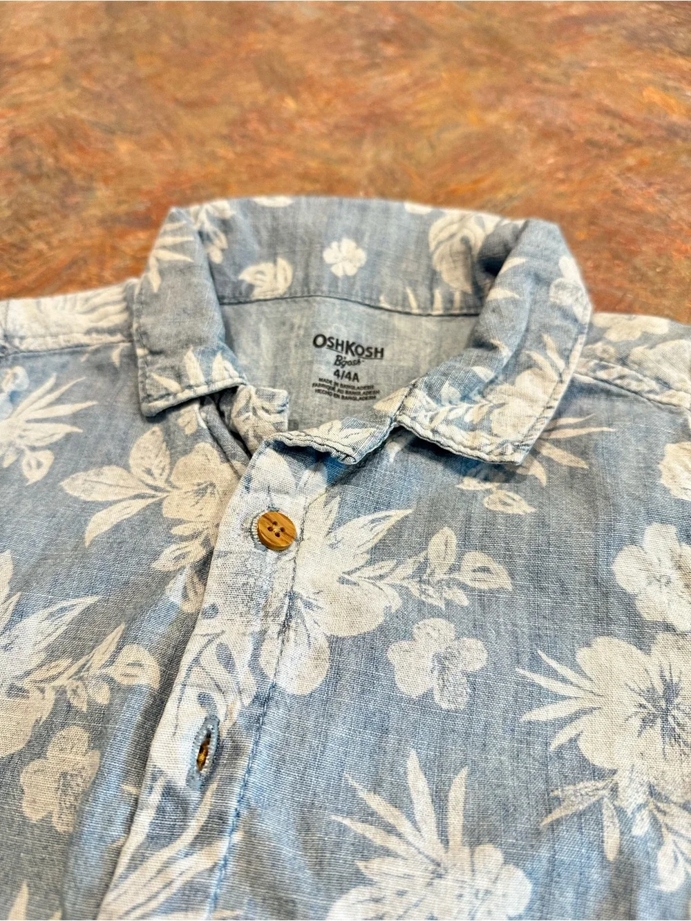🤑EU OshKosh B'gosh Light Blue Floral Button-Front Kids Shirt🤑